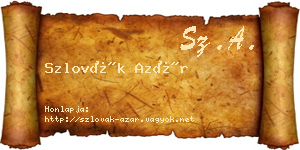 Szlovák Azár névjegykártya